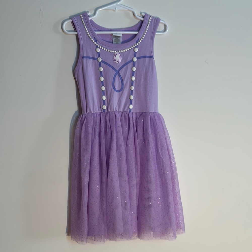 Disney Purple Pleated Sundress Scoop Neck Sleeveless